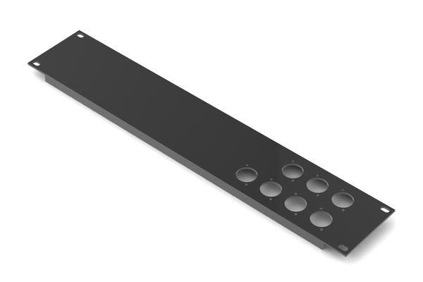 Aluminium Black Anodised 2RU Rack Panel 7 x XLR