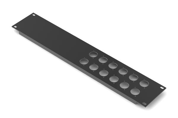 Aluminium Black Anodised 2RU Rack Panel 12 x XLR