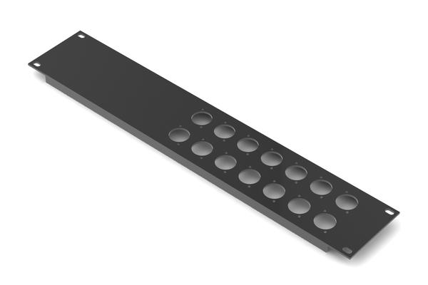 Aluminium Black Anodised 2RU Rack Panel 14 x XLR