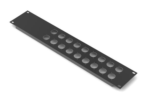 Aluminium Black Anodised 2RU Rack Panel 18 x XLR