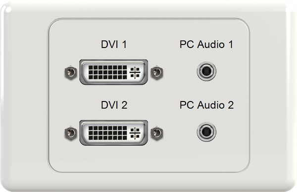 Dual DVI Dual 3.5mm Wall Plate