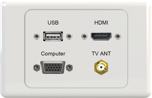 USB HDMI VGA FTYPE Wall Plate