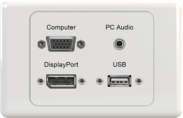 VGA DisplayPort 3.5mm USB Wall Plate