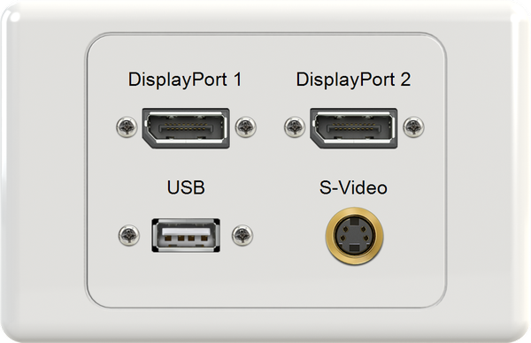 Dual DisplayPort USB SVIDEO Wall Plate