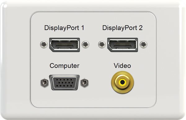 Dual DisplayPort VGA VIDEO Wall Plate