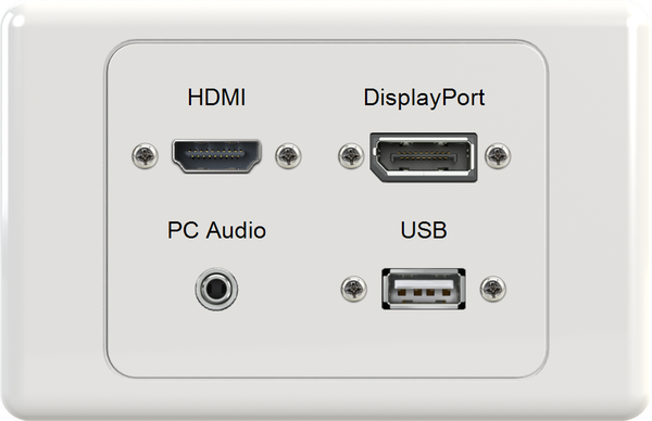 HDMI DisplayPort 3.5mm USB Wall Plate