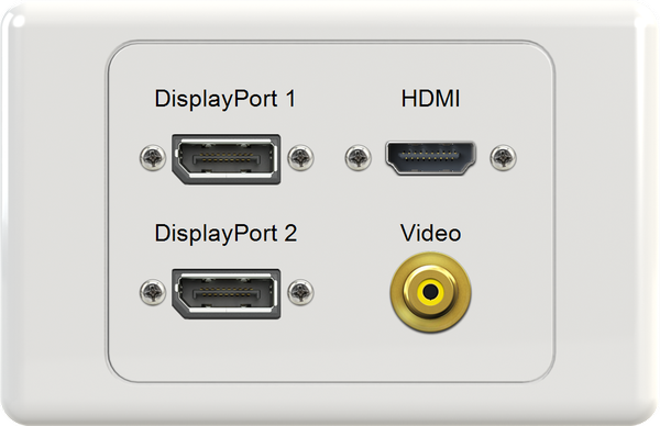 Dual DisplayPort HDMI VIDEO Wall Plate