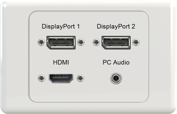 Dual DisplayPort HDMI 3.5mm Wall Plate